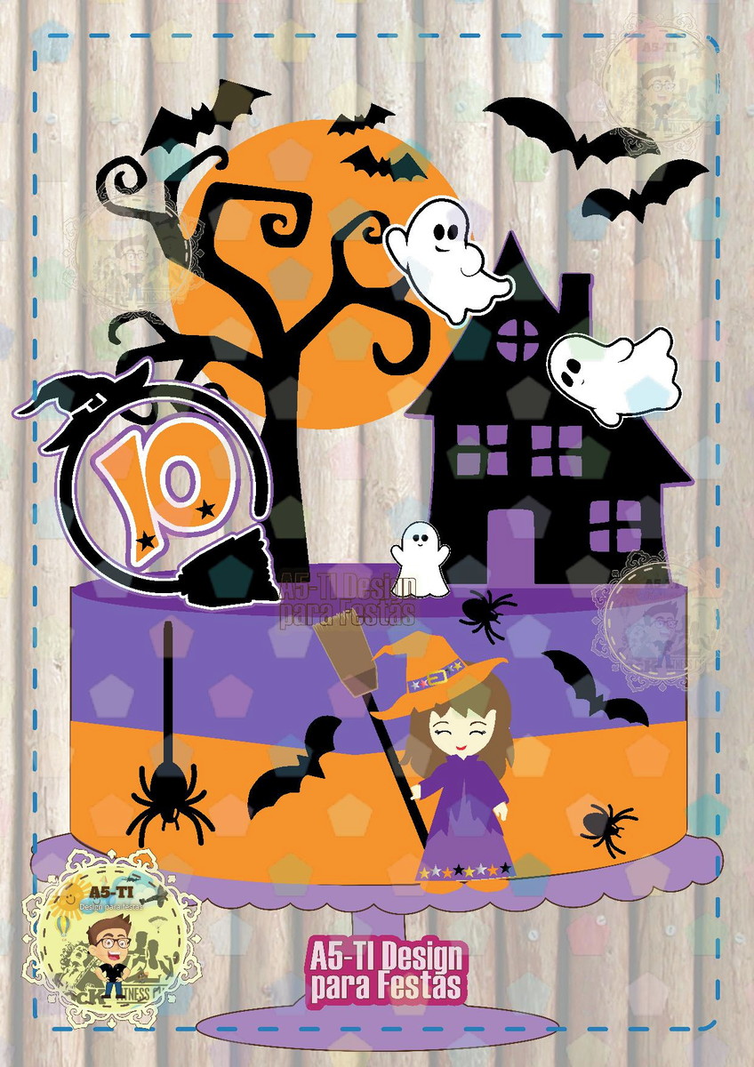 605 - Arquivo Topo de Bolo Halloween em Camadas Studio