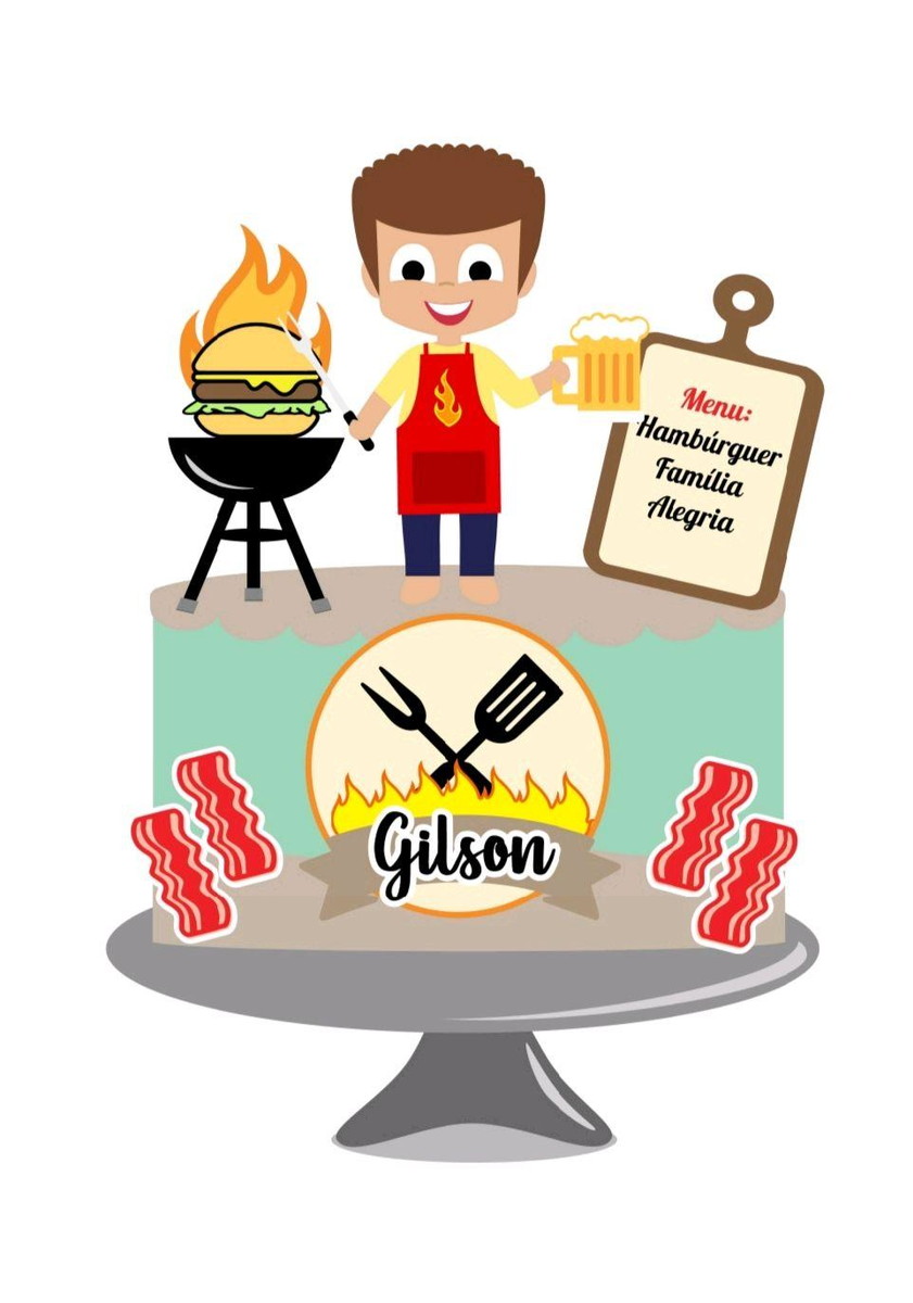 Arquivo topo de bolo hamburguer na brasa camadas