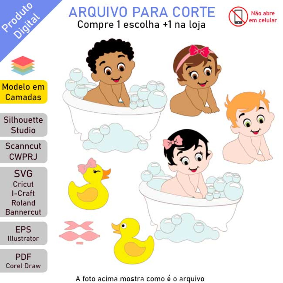 ARQUIVO Topo de bolo Hora Do Banho +1tema da loja