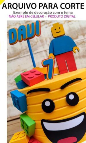 Arquivo topo de bolo Lego com elementos 3D +1 tema da loja