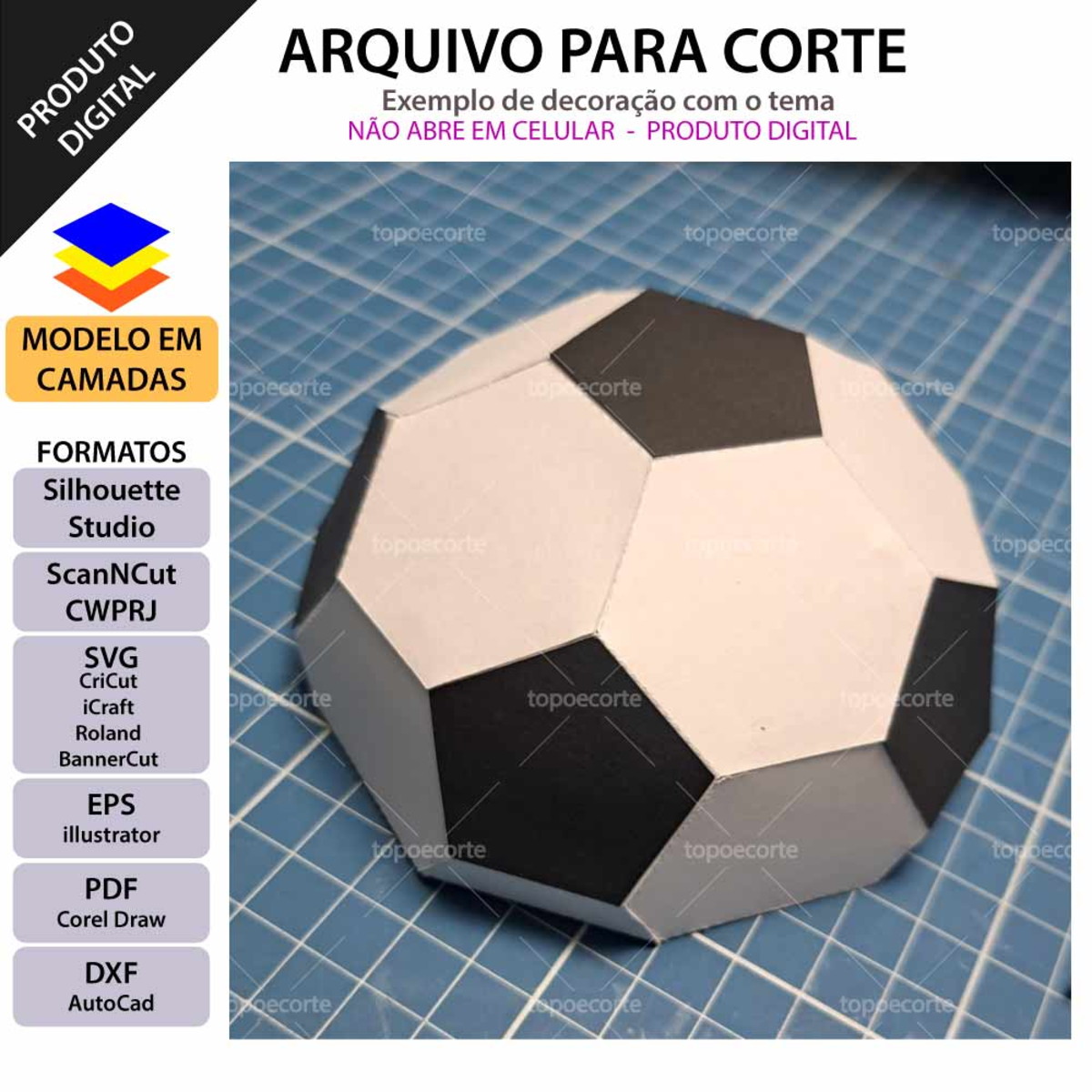 Arquivo Topo de Bolo Meia Bola 3d +1 Arquivo da Loja