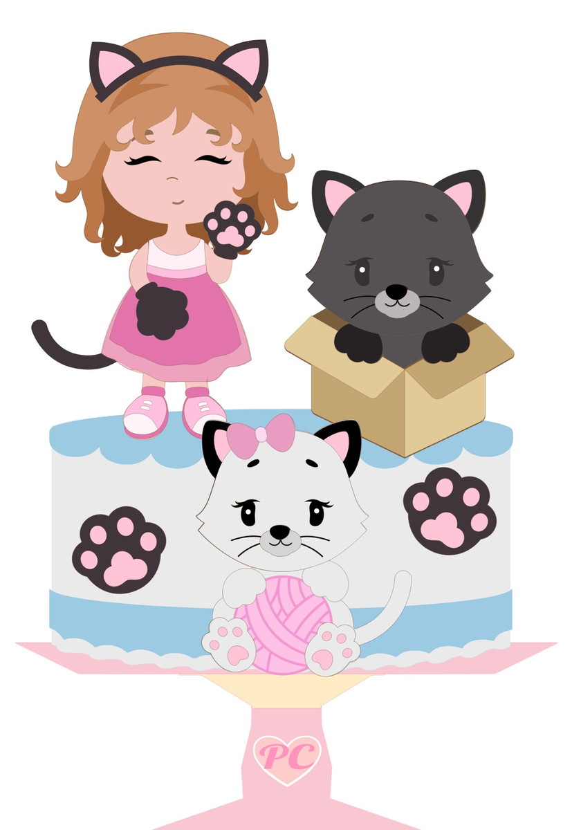 Arquivo Topo de Bolo - Menina e Menino Gatinhos