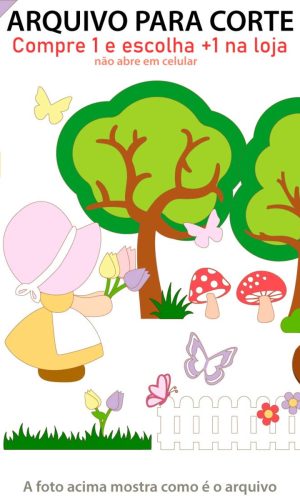 ARQUIVO Topo de bolo Menina No Jardim +1 arquivo da loja