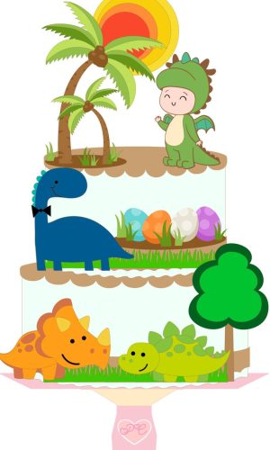Arquivo Topo de Bolo - Menino Dinossauro