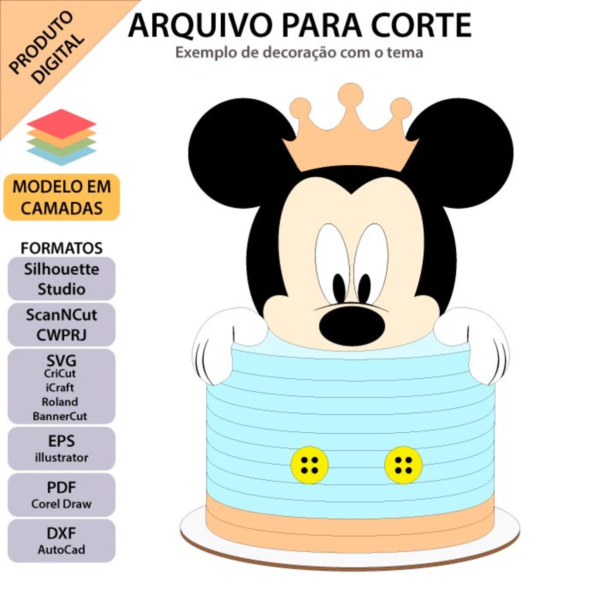 ARQUIVO Topo de bolo Mickey Baby +1 arquivo da loja