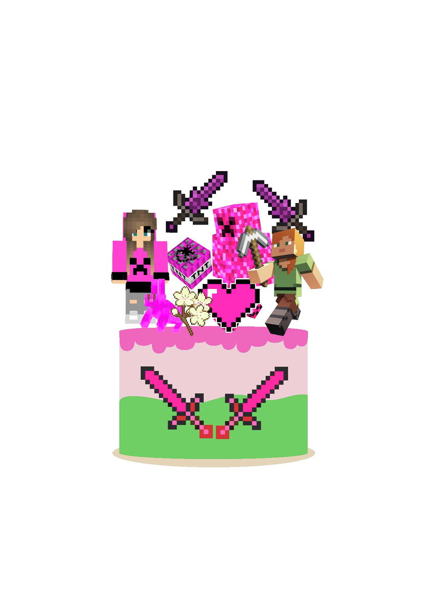 Arquivo Topo de Bolo Minecraft Rosa