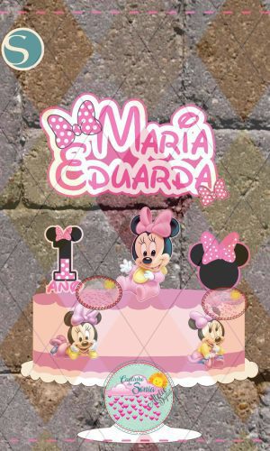 Arquivo topo de bolo MINNIE BABY ROSA- 1360