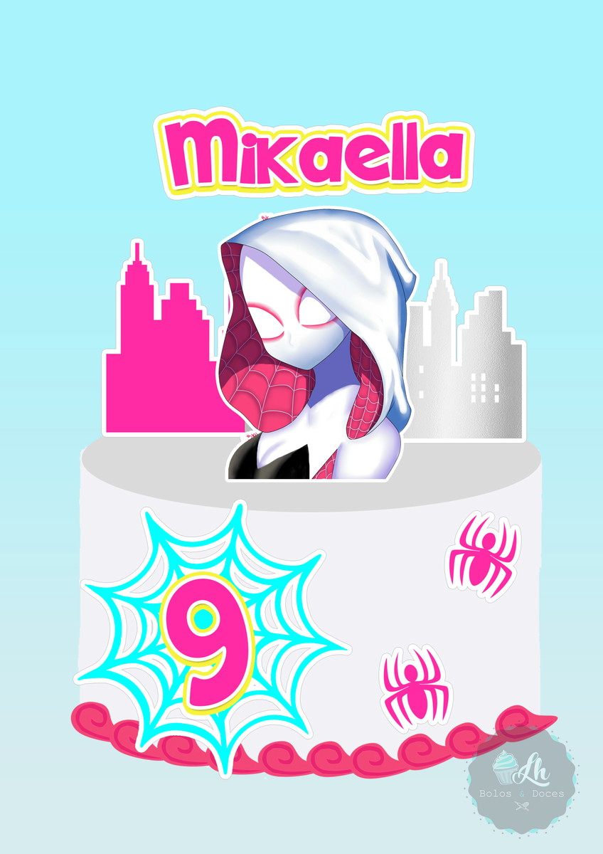 Arquivo Topo de bolo Mulher Aranha Spider Gwen #3 PDF/JPG