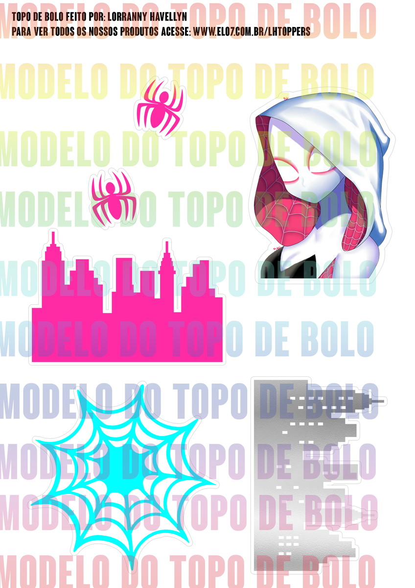 Arquivo Topo de bolo Mulher Aranha Spider Gwen #3 PDF/JPG - Imagem 2