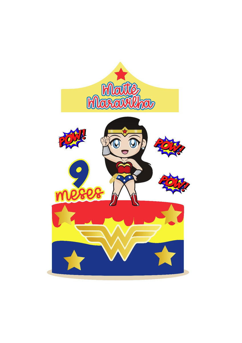 Arquivo topo de bolo mulher maravilha cute 1