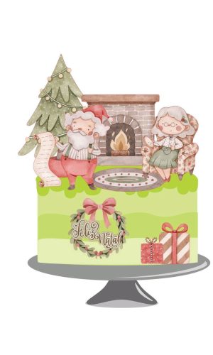 Arquivo topo de bolo natal aquarelado