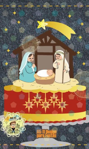 Arquivo Topo de Bolo Natal Menino Jesus em Camadas Ref: 720