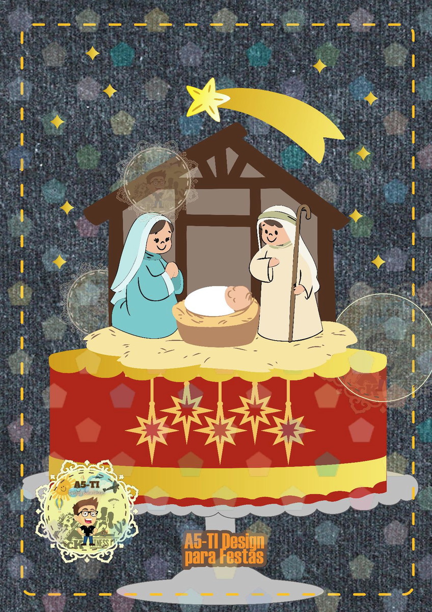 Arquivo Topo de Bolo Natal Menino Jesus em Camadas Ref: 720