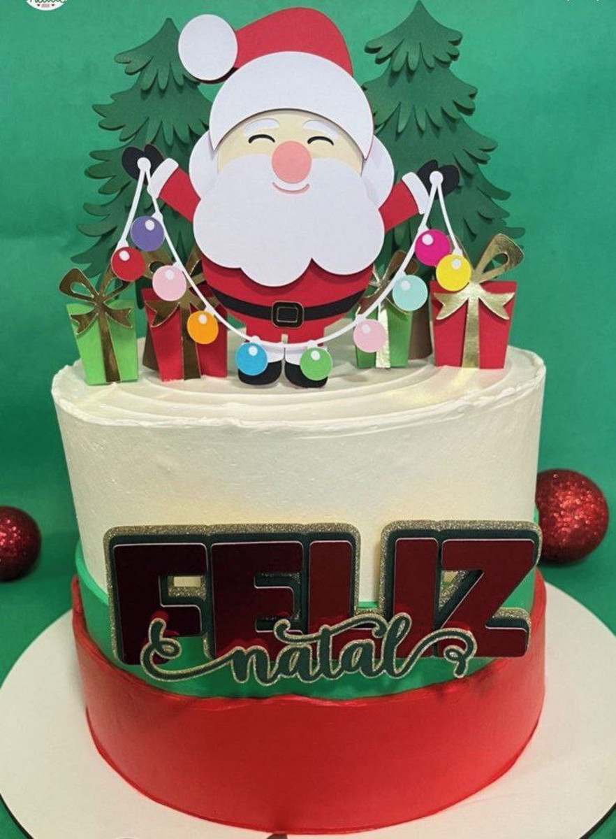 Arquivo Topo de Bolo Natal Papai Noel Bolinhas.studio