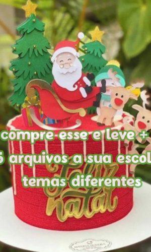 Arquivo Topo de Bolo Natal Papai Noel Renas .studio