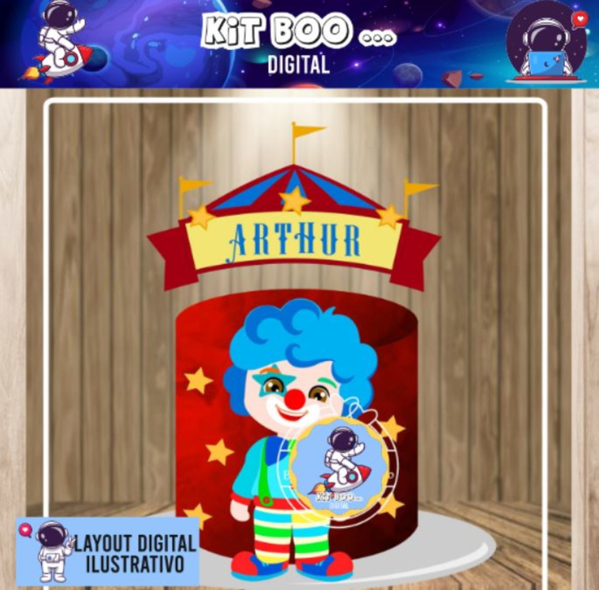 Arquivo Topo de Bolo - Palhaço Cute