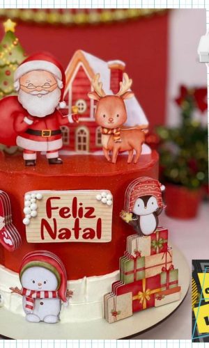 Arquivo Topo de Bolo Papai Noel Aquarela Natal Aquarelado