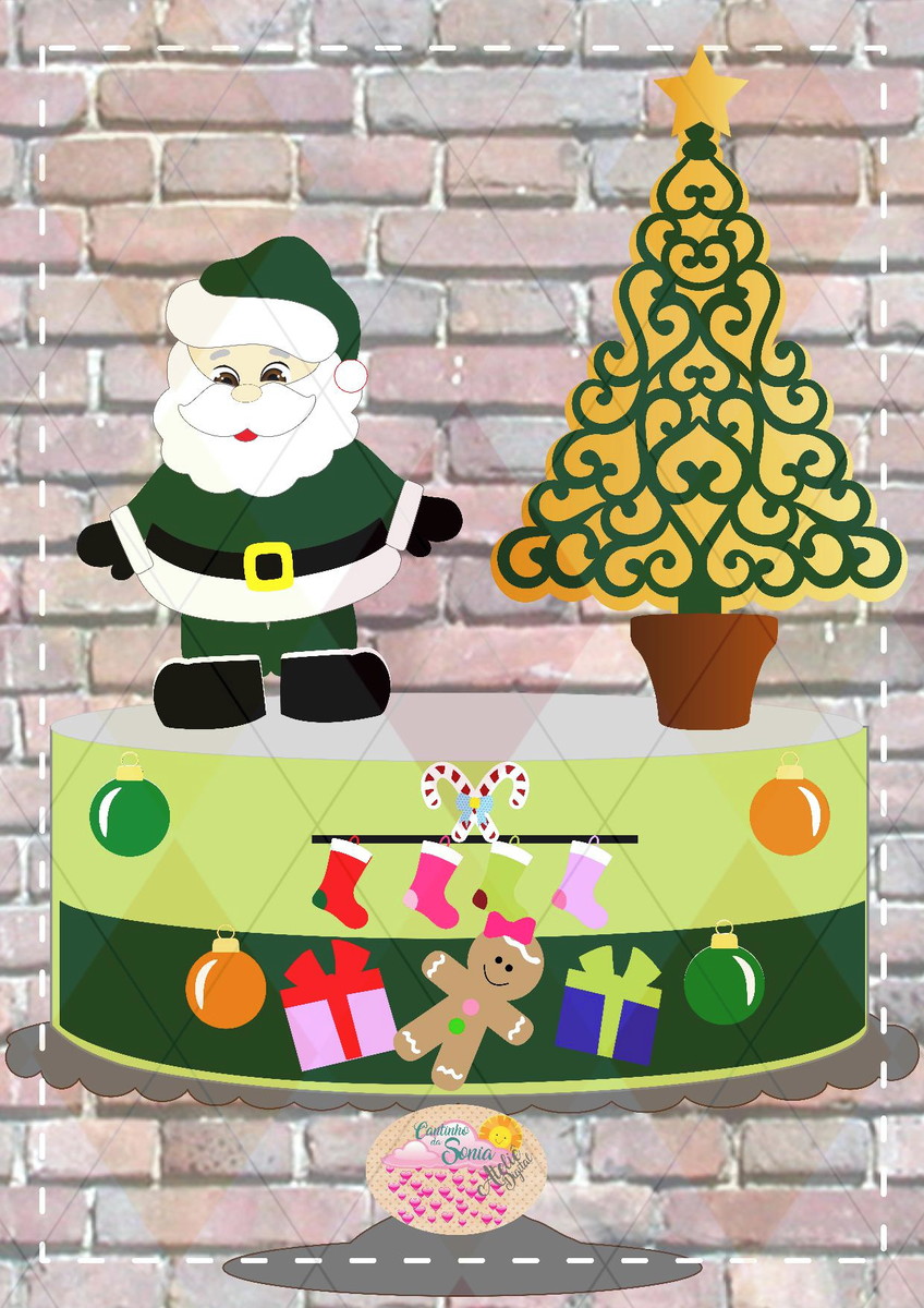 Topo de Bolo Papai Noel Natal Camadas - 937 Arquivo