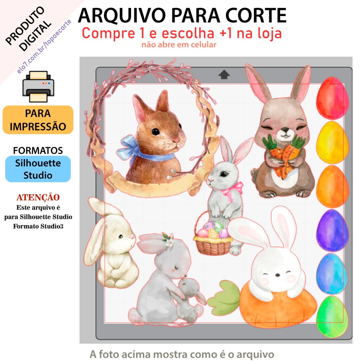 ARQUIVO Topo de bolo Páscoa Aquarela +1 arquivo da loja