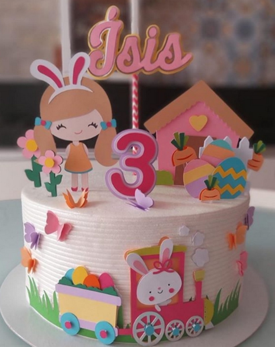 Arquivo topo de bolo páscoa menina coelhinha - Imagem 2