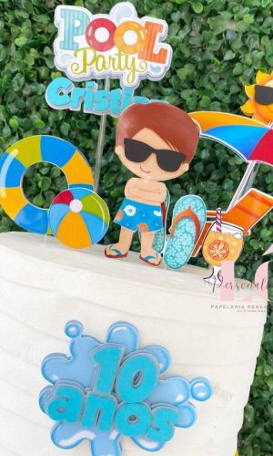 Arquivo Topo de Bolo Pool Party Menino