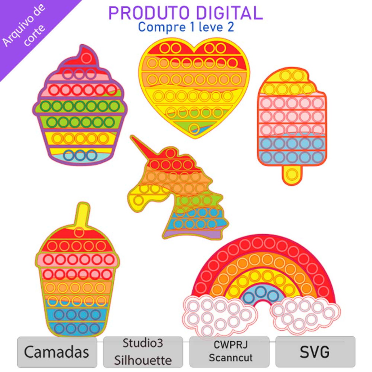 ARQUIVO Topo de bolo Pop It em camadas +1tema da loja