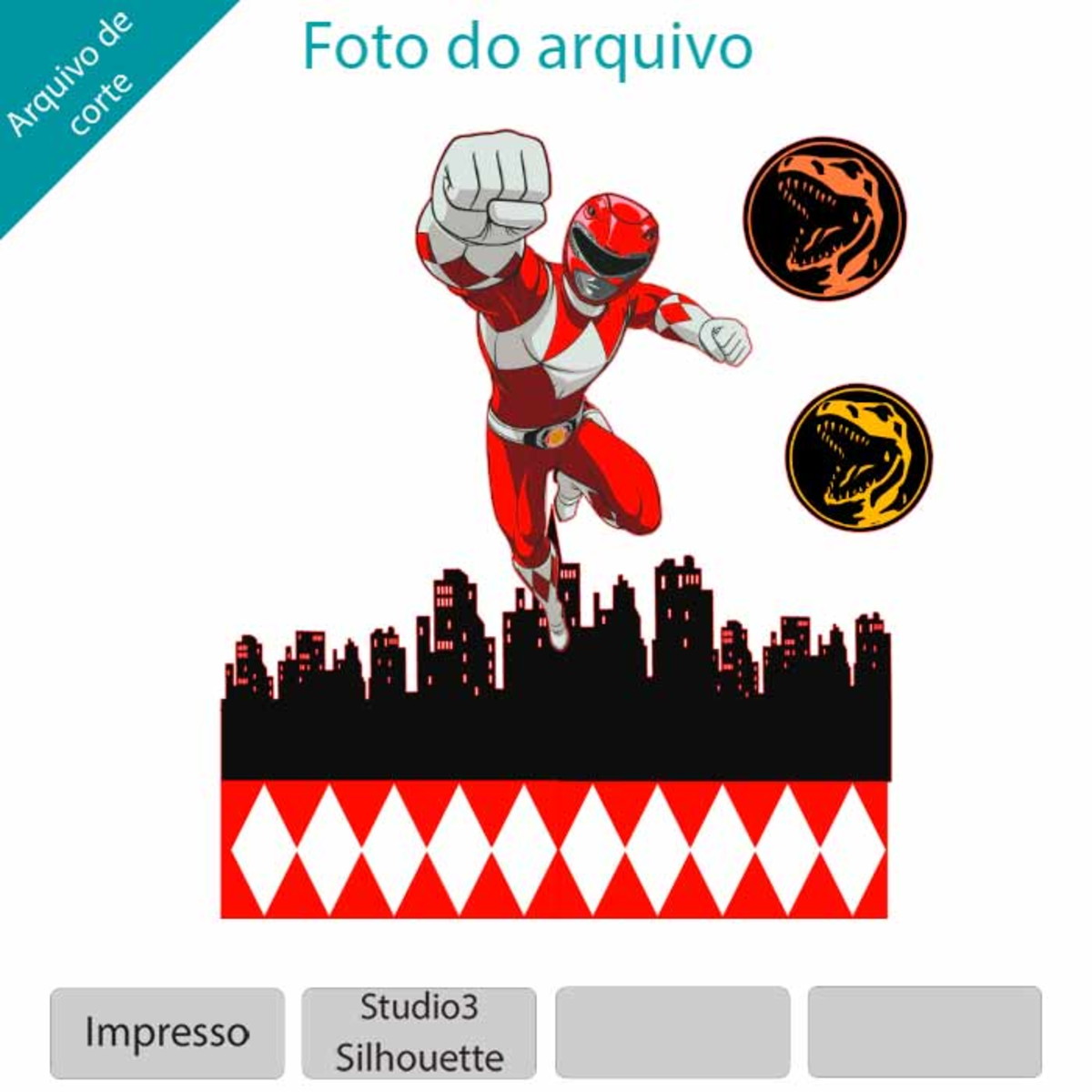 ARQUIVO Topo de bolo Power Ranger Vermelho