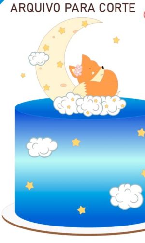 ARQUIVO Topo de bolo Raposinha Dormindo Na Lua +1 tema