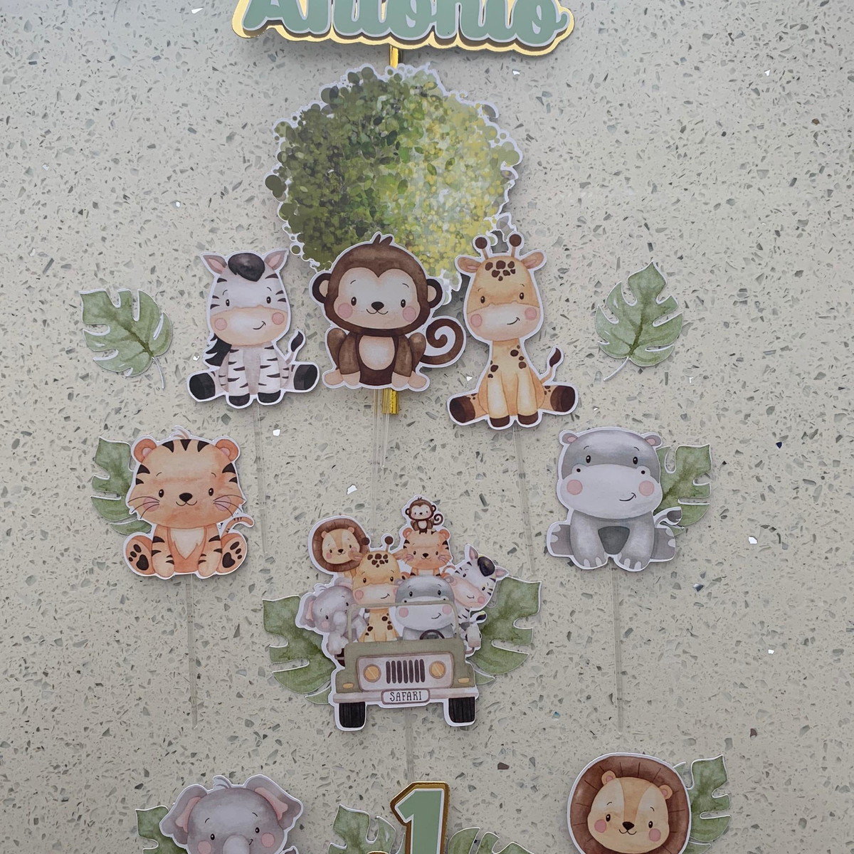 Arquivo Topo de Bolo Safari aquarelado