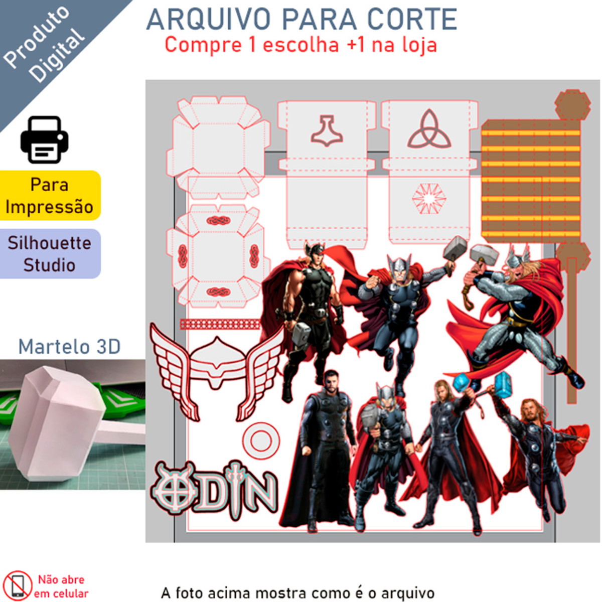 ARQUIVO Topo de bolo Thor +1 arquivo da loja