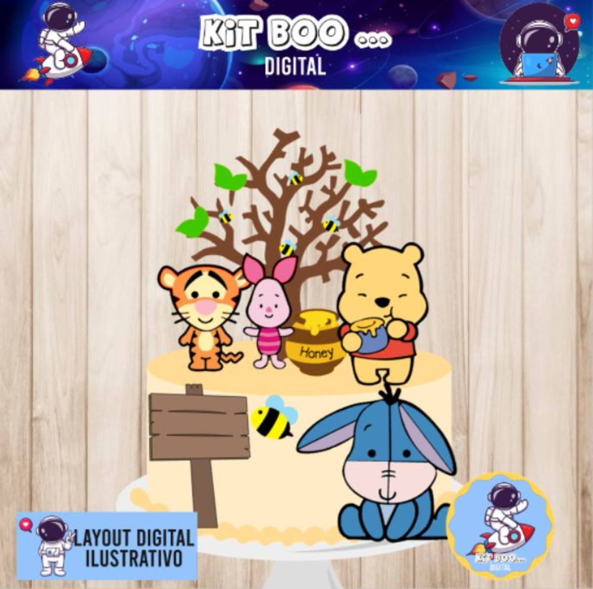 Arquivo Topo de Bolo - Urso Pooh - Imagem 2