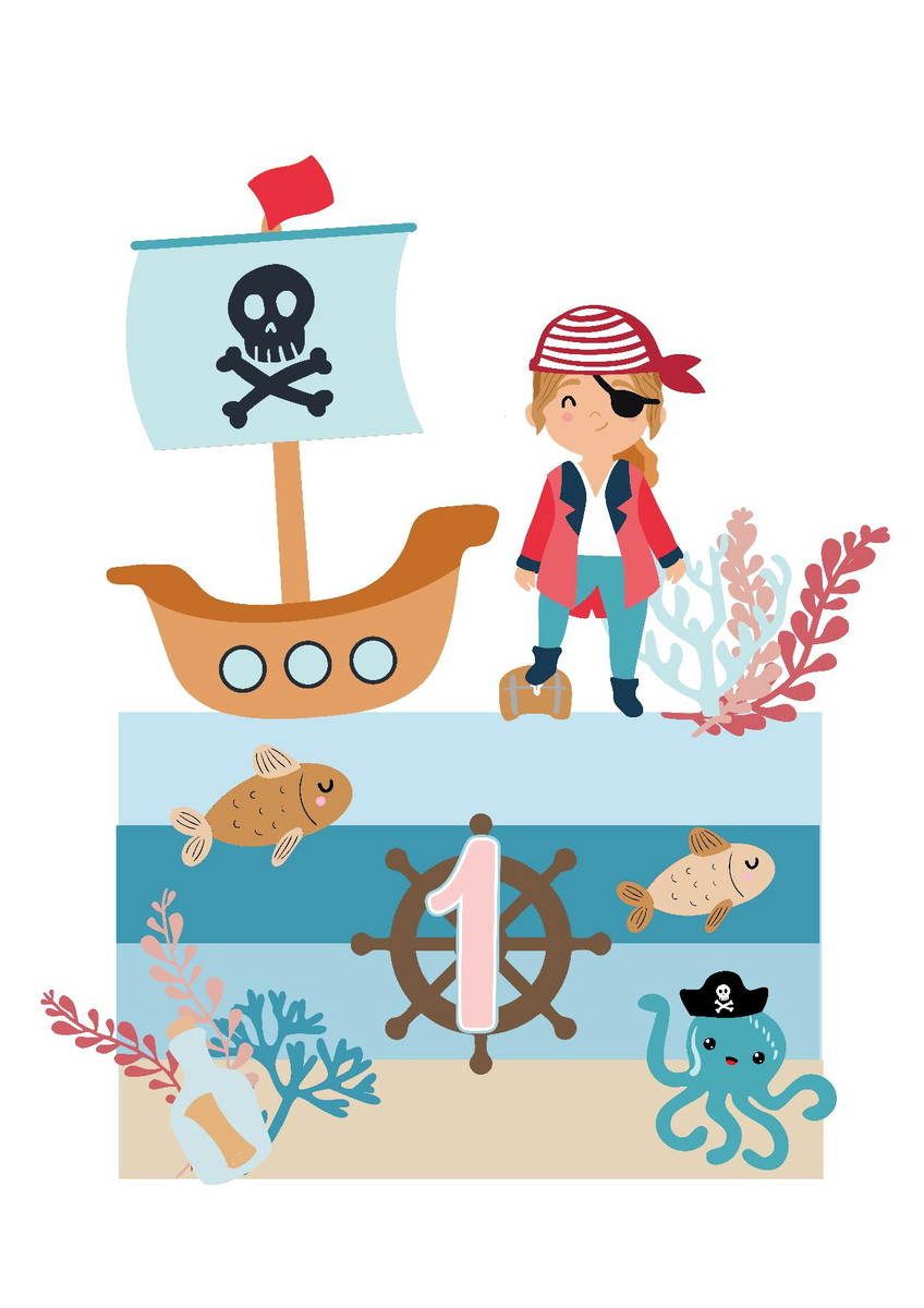 arquivo topo pirata menina cute em camadas