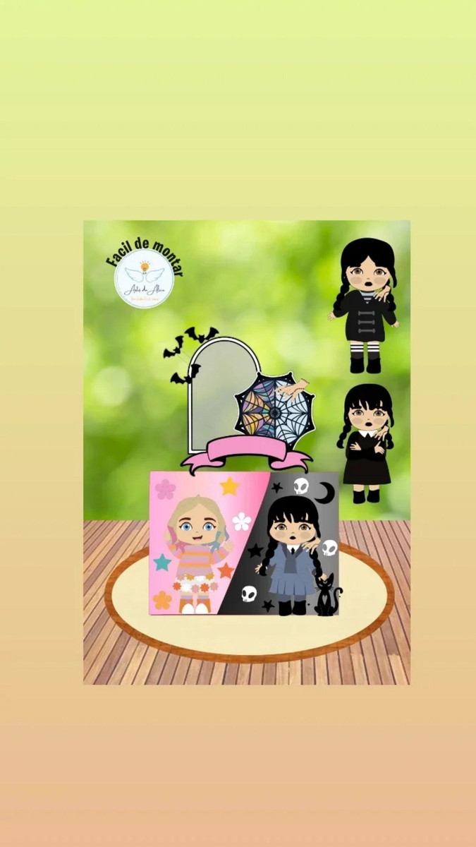 Arquivo Topo Wandinha e Enid Cute em Camadas