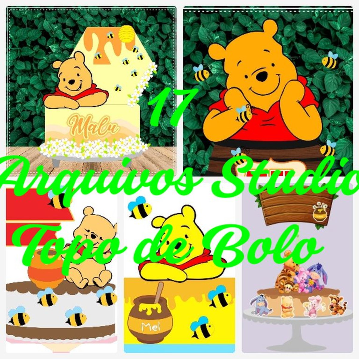 ARQUIVOS DE CORTE TOPO DE BOLO - URSINHO POOH - Imagem 2