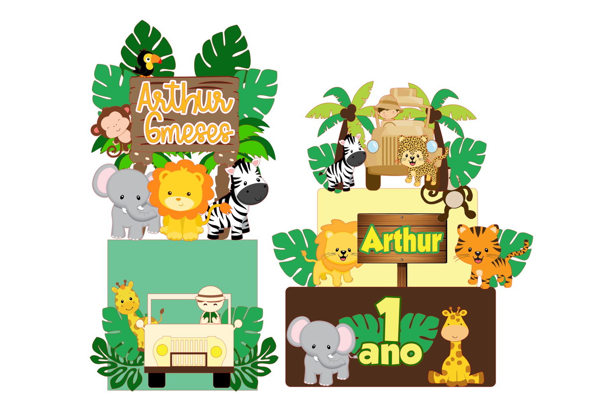 Arquivos de Corte Topos de Bolo Safari