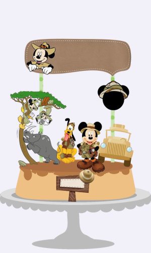 Arquivos Silhouette topo de bolo Mickey Safari em camada