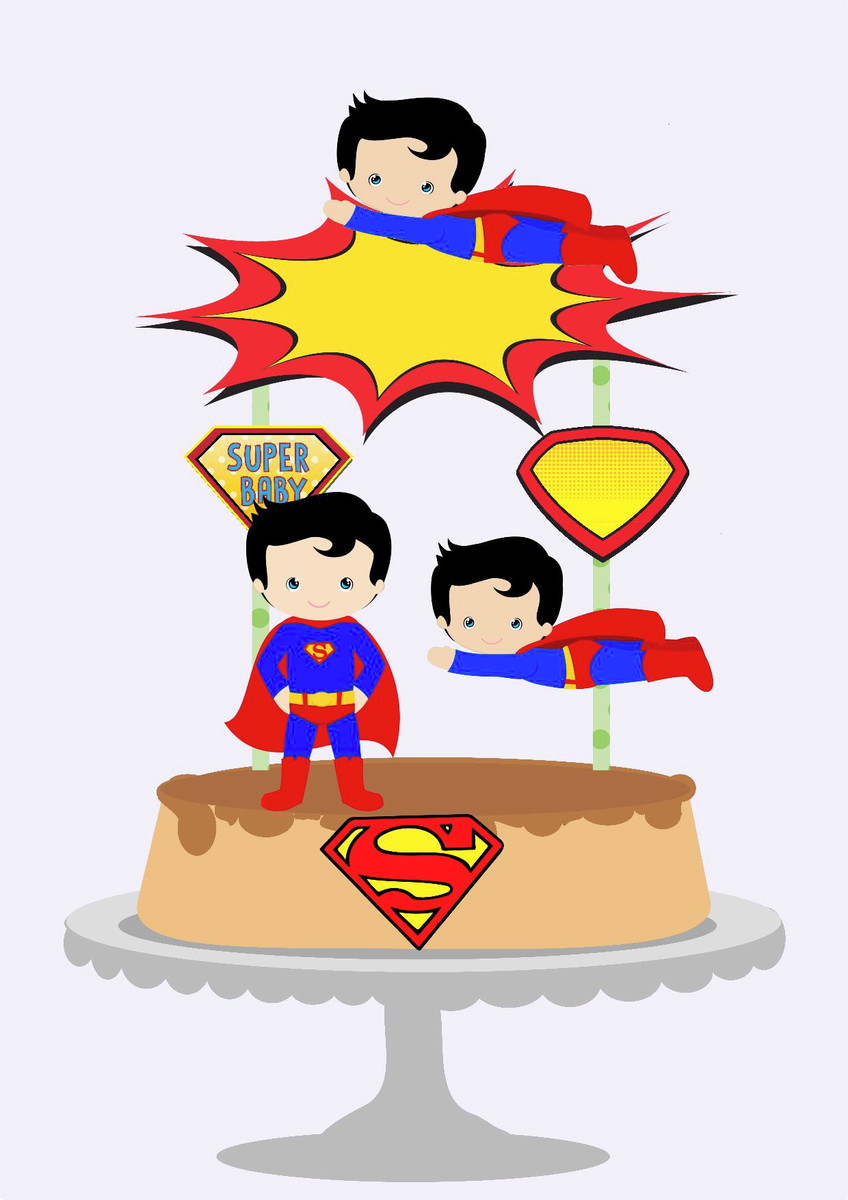 Arquivos Silhouette topo de bolo Super Man Cute em camadas