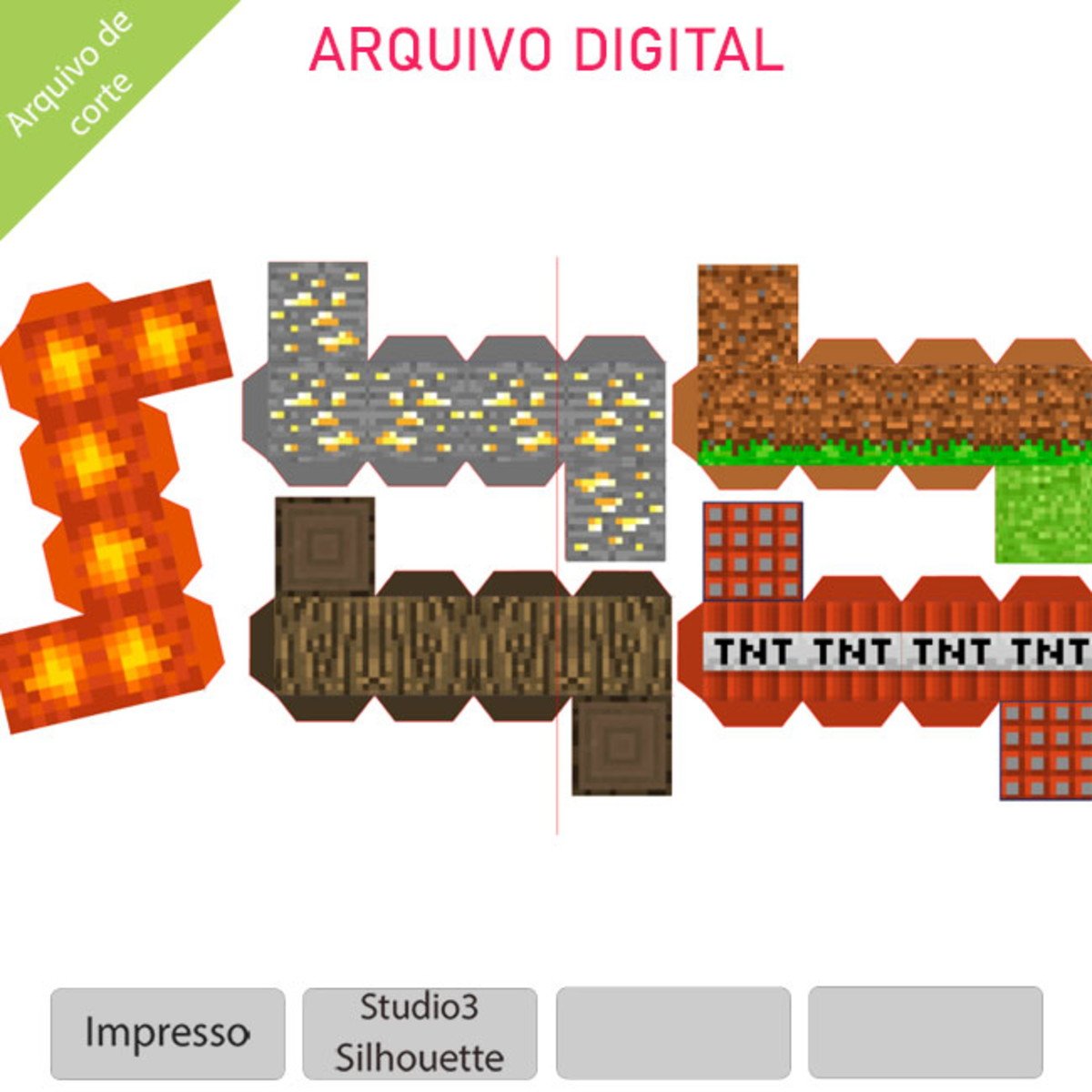 ARQUVIO corte - Topo de bolo Minecraft com blocos +1 tema - Imagem 2
