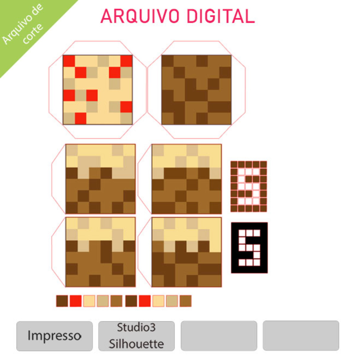 ARQUVIO corte - Topo de bolo Minecraft com blocos +1 tema - Imagem 3