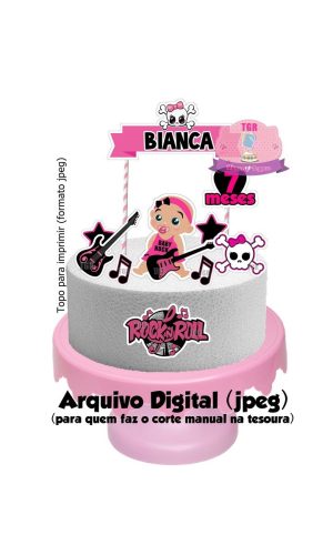 Arte Digital Topo de bolo Rock baby menina para imprimir jpg