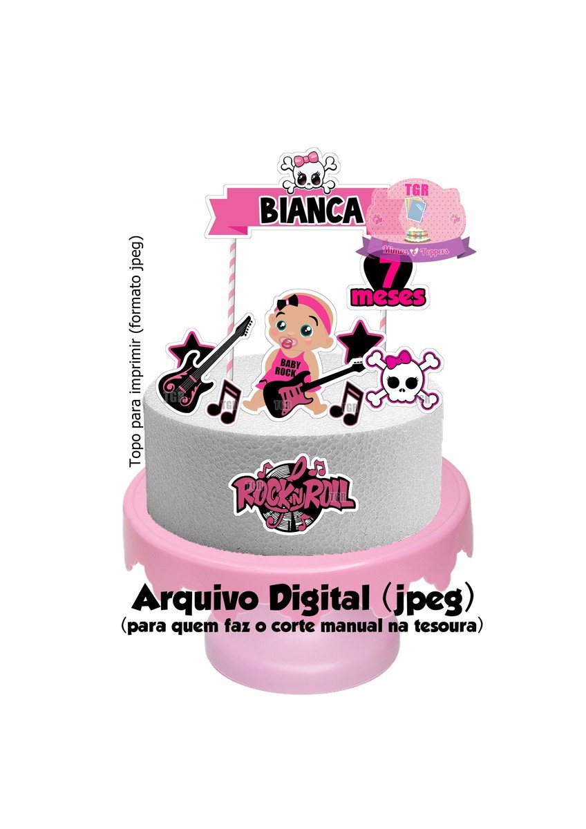 Arte Digital Topo de bolo Rock baby menina para imprimir jpg