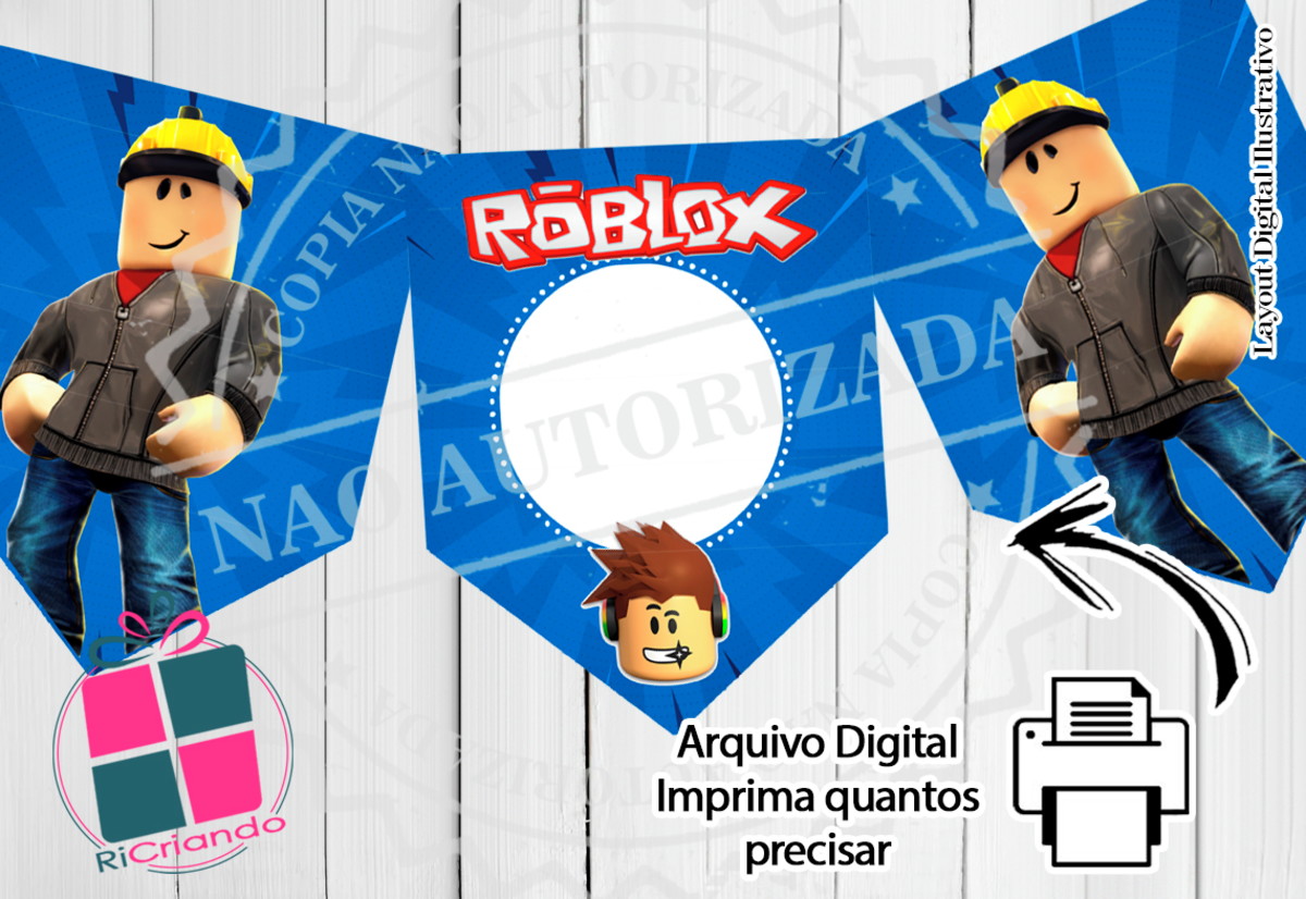 BANDEIROLA ROBLOX PARA MENINO - ARQUIVO DIGITAL