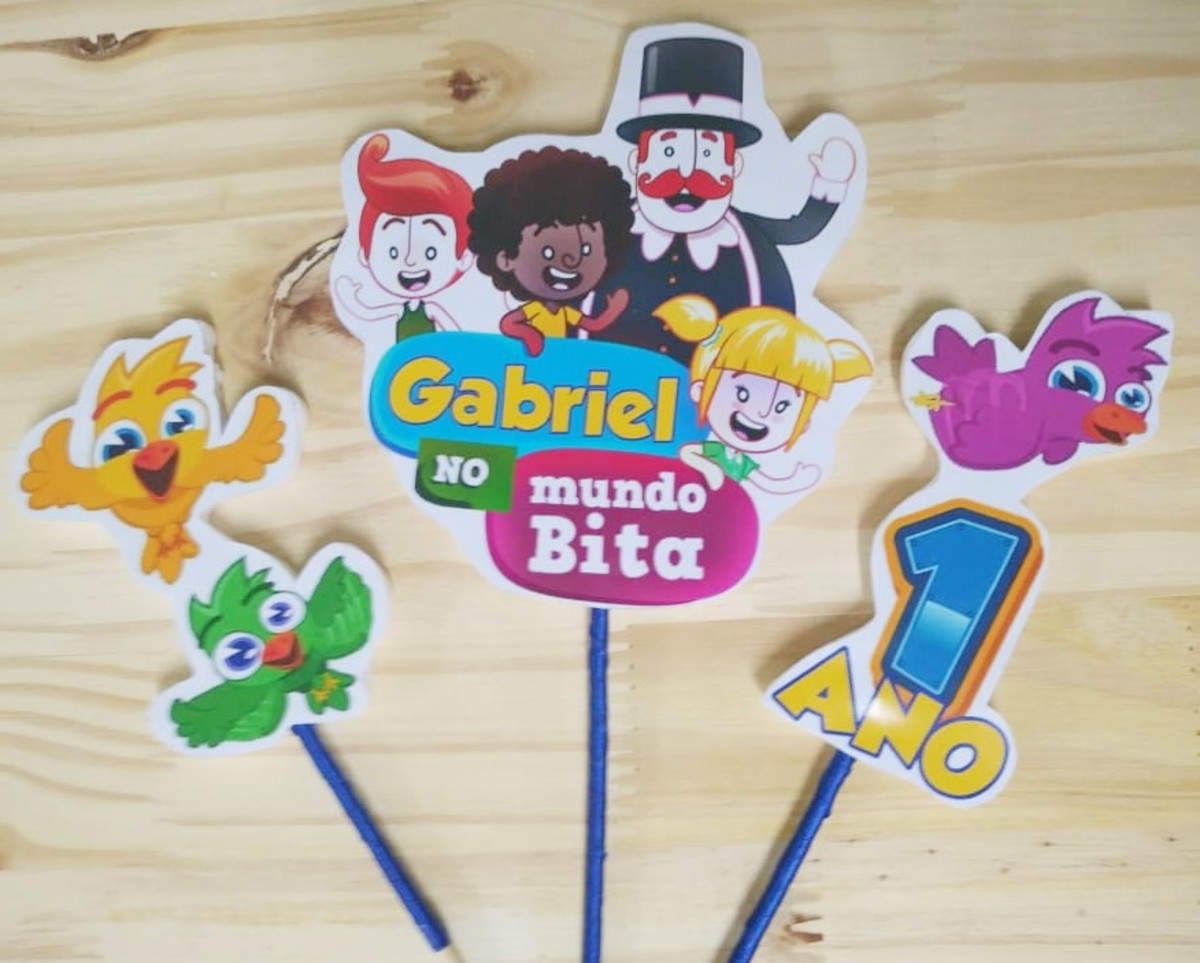 Bita topo de bolo personalizado pronta entrega - Imagem 2