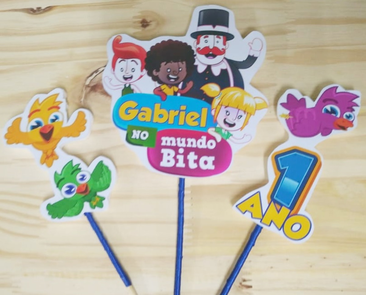 Bita topo de bolo personalizado pronta entrega - Imagem 3