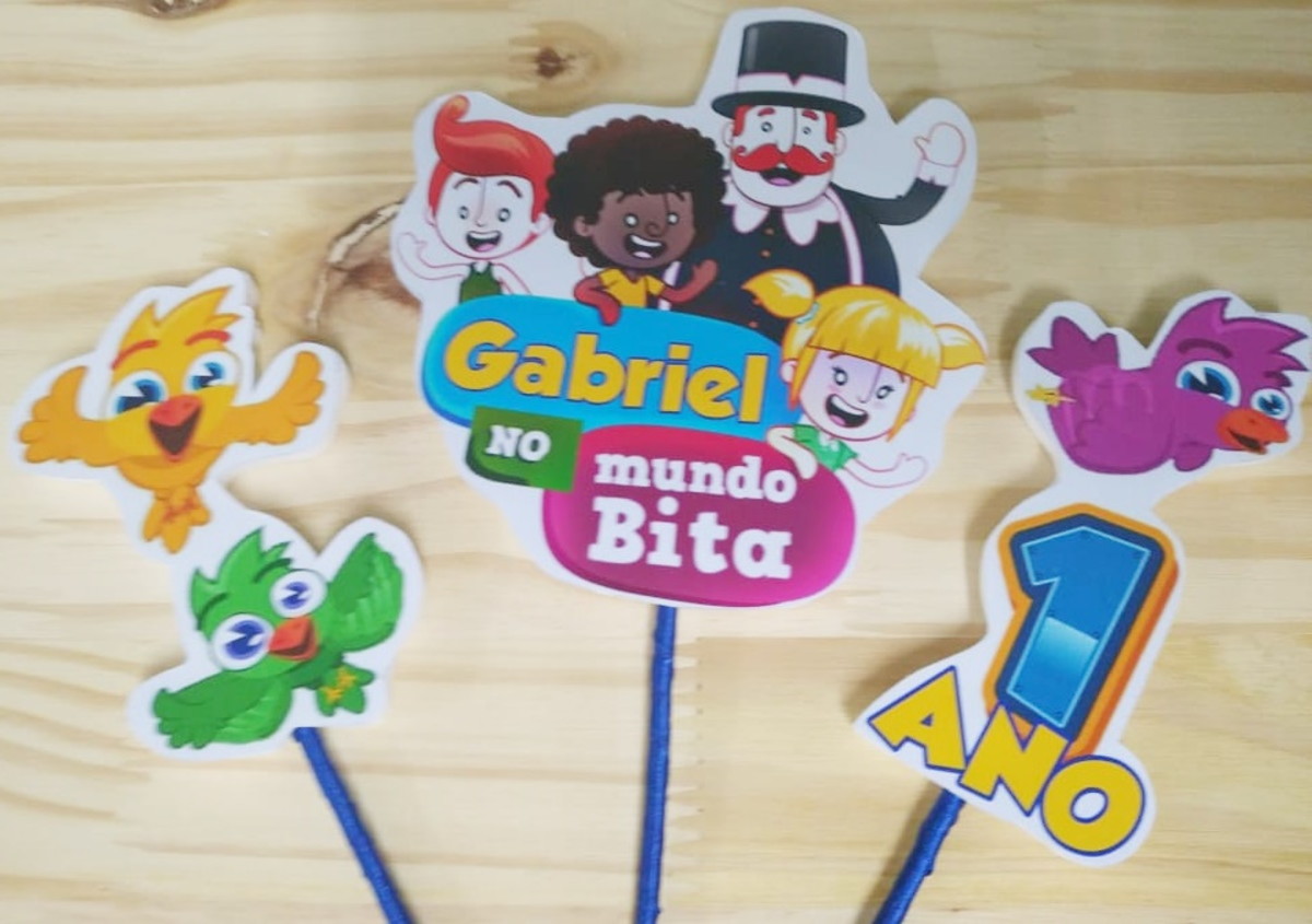 Bita topo de bolo personalizado pronta entrega - Imagem 4