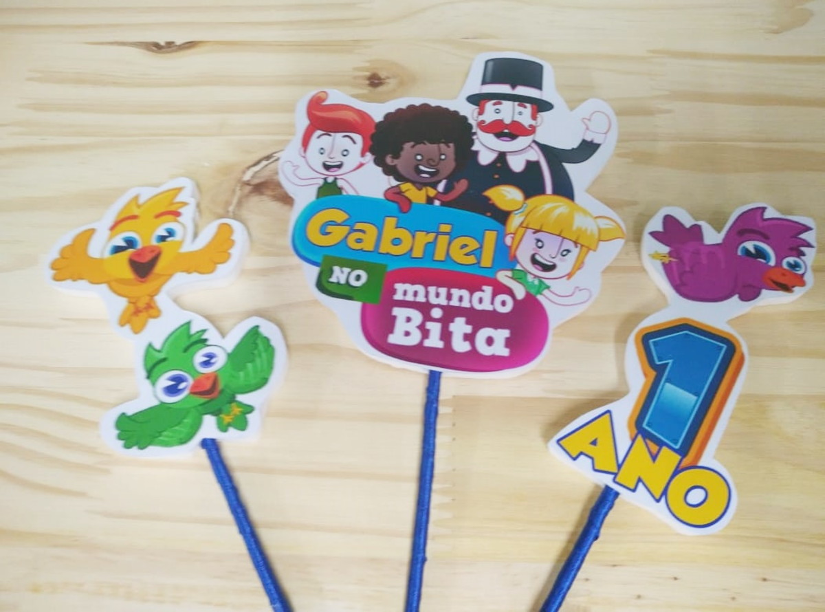 Bita topo de bolo personalizado pronta entrega - Imagem 5