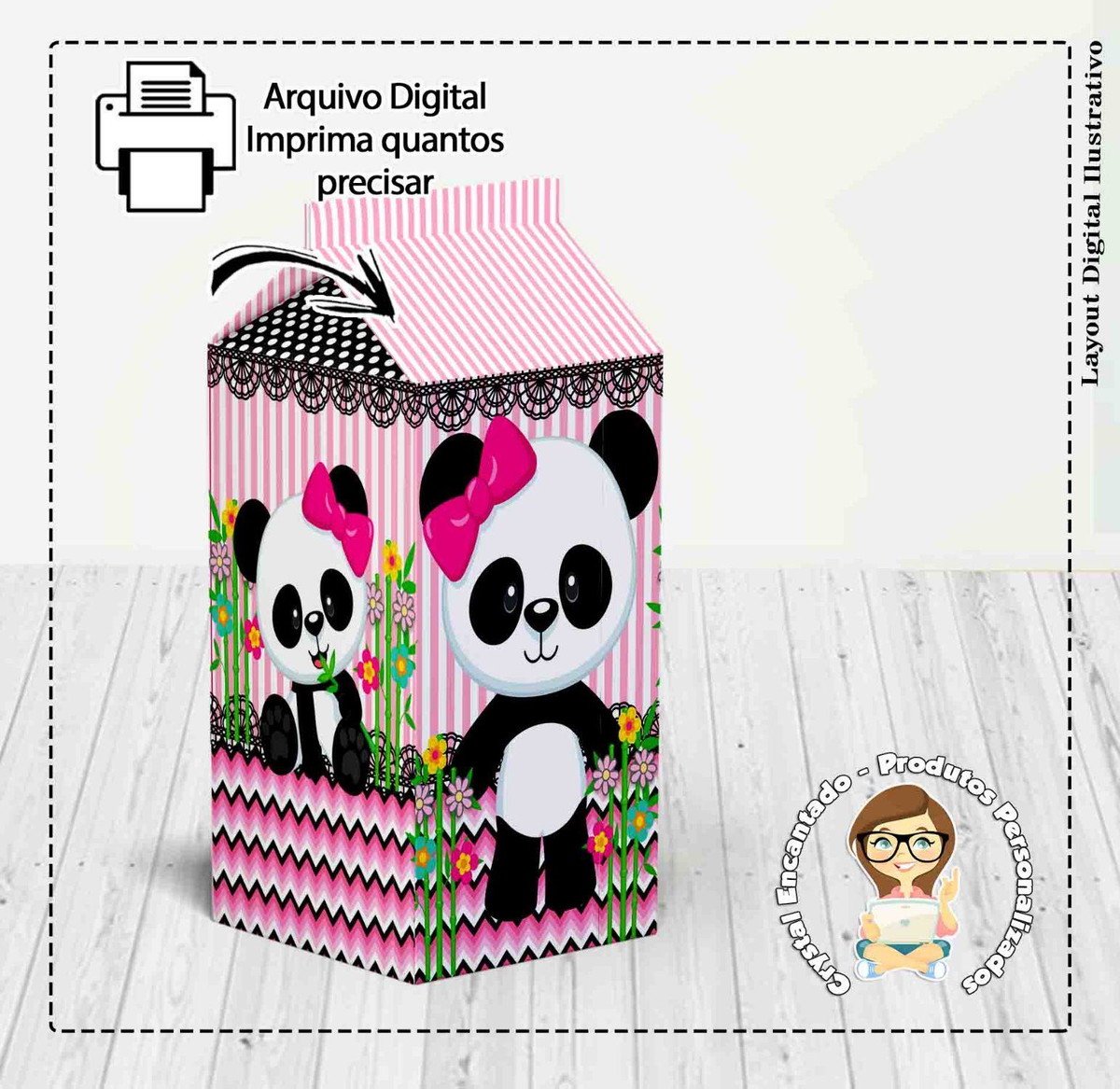 Caixa Milk E Piramide Ursinha Panda - Arquivo Digital