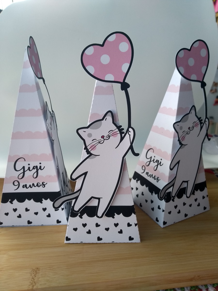 Kit Festa Gatinho Caixinhas, Bandeirolas, Topo de Bolo - Imagem 5