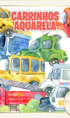 Carrinhos Carros Aquarela Kit Digital