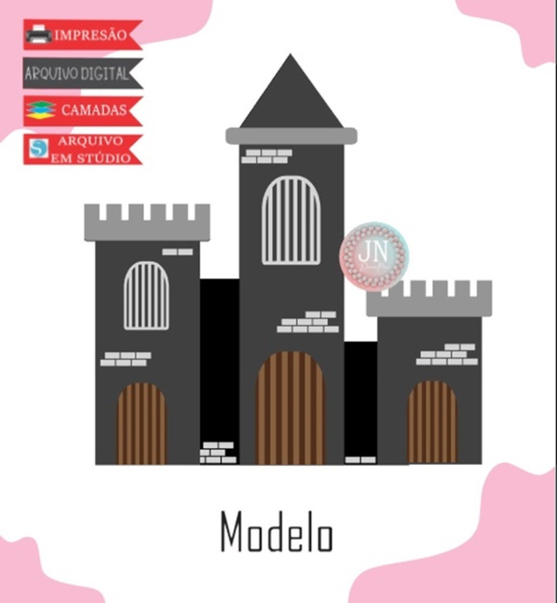 Castelo - Camadas-topo de Bolo Arquivo de Corte e Impressão
